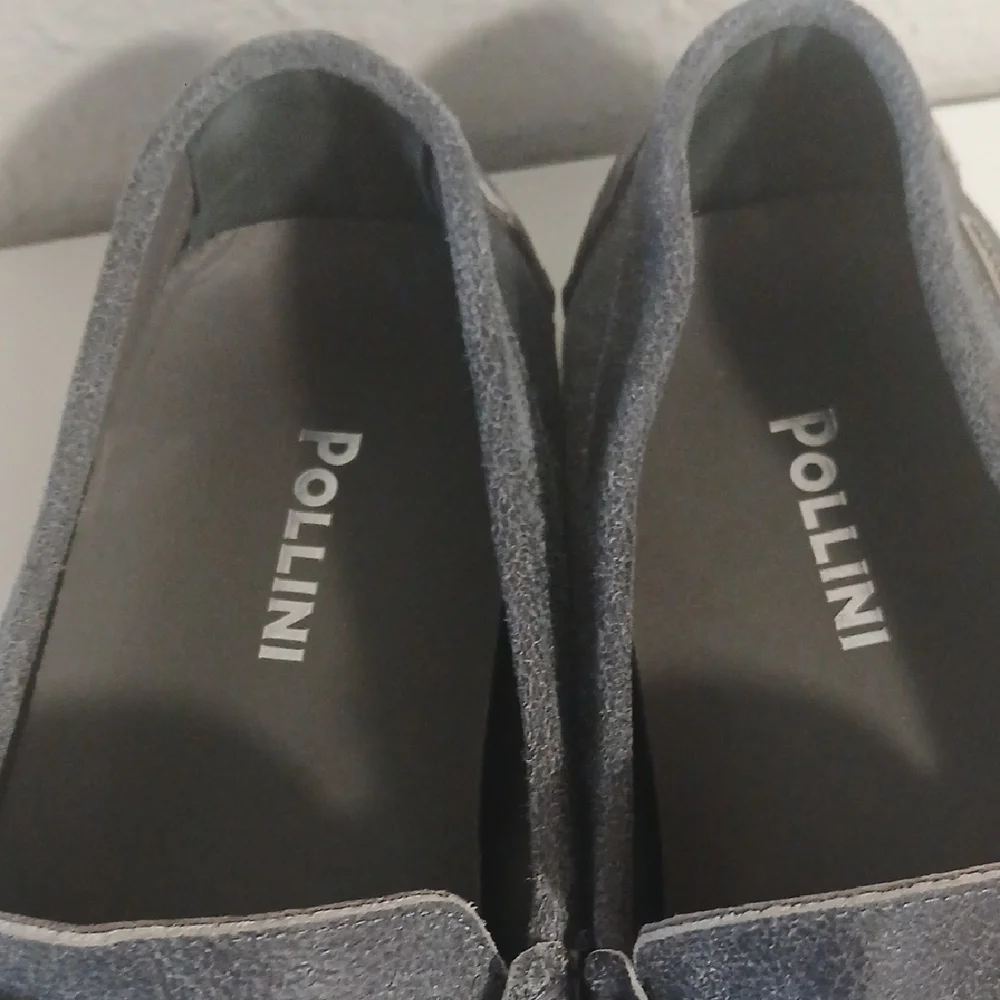 Pollini Gray Suede Loafers for Men